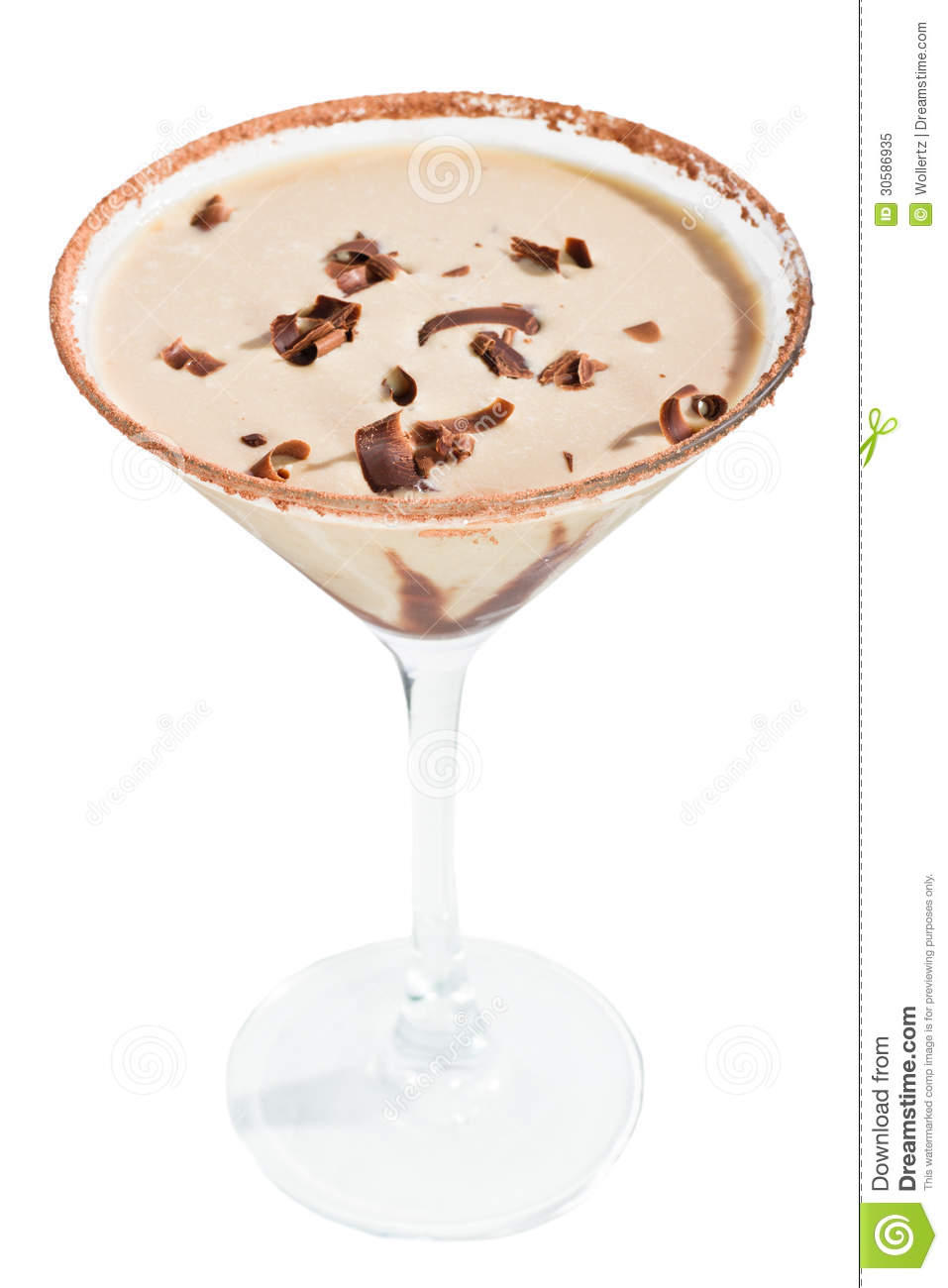 Chocolate Martini Isolated On A White Background With Chocolate Swirl