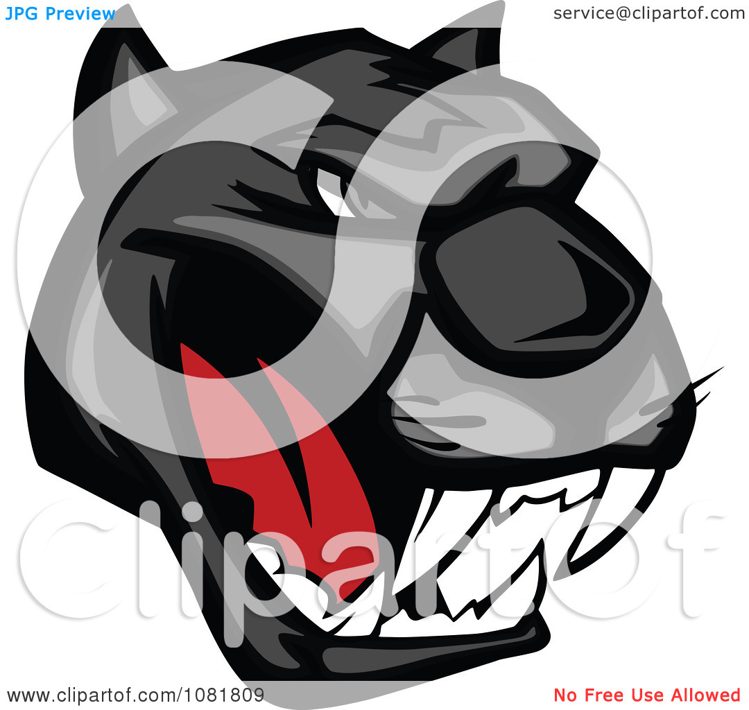 Clipart Fierce Black Panther Face Royalty Free Vector Illustration