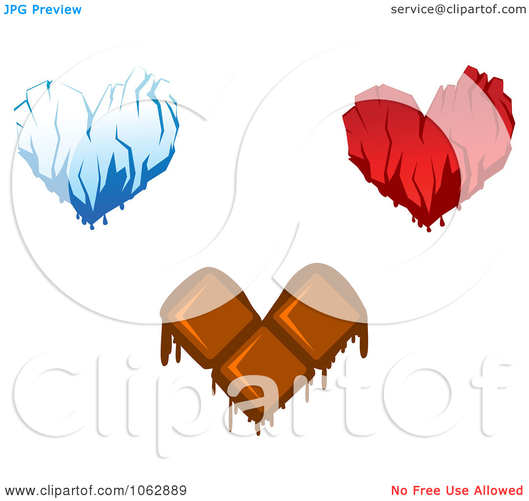 Clipart Ice Blood And Chocolate Hearts Digital Collage   Royalty Free