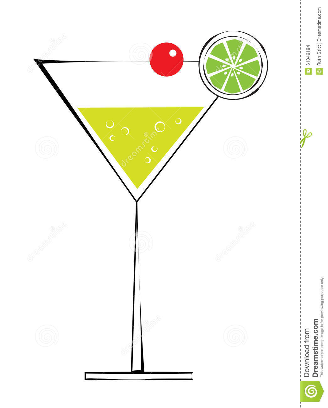 Martini Alcohol Drink With Cherry And Lime