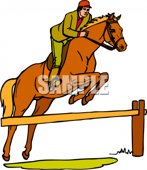Clipart Picture Of An Equestrian Jumping A Horse
