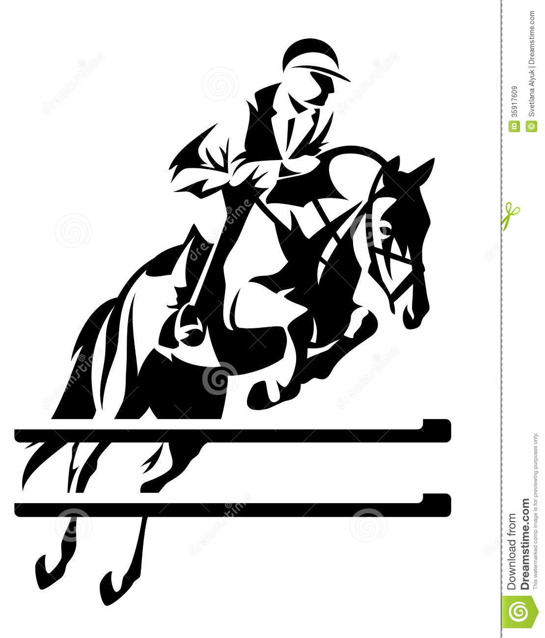 Show Jumping Horseman Design   Black And White Equestrian Sport Emblem