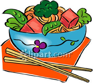 Asian Salad With Chopsticks   Royalty Free Clipart Picture