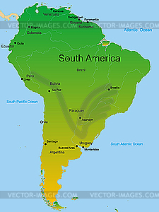 Map Of South America Continent   Vector Clipart