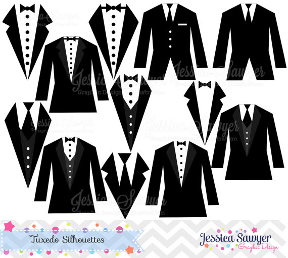 Off   Instant Download Tuxedo Silhouettes Clipart Silhouette Clipart