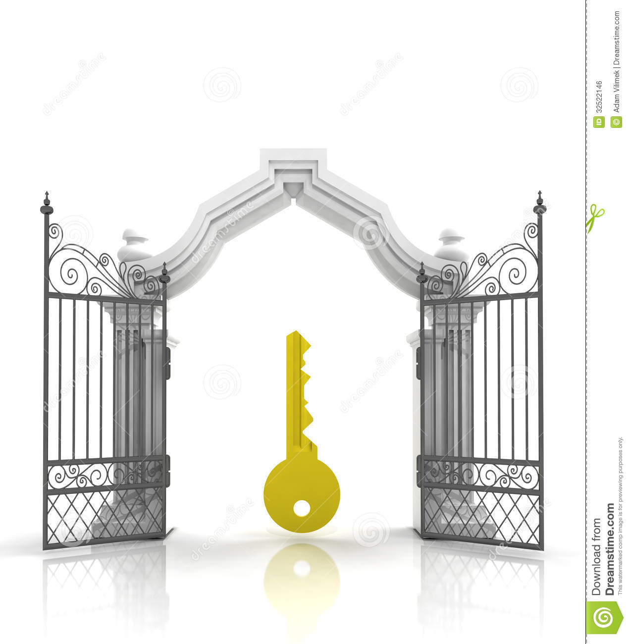 Open Baroque Gate With Golden Key Royalty Free Stock Image   Image