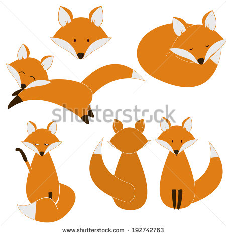 Cute Fox Clipart Cute Fox Set   Stock Vector