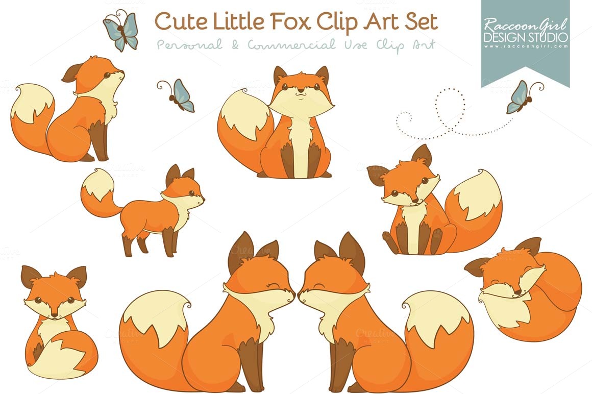 Cute Little Fox Clip Art Set   Illustrations On Creative Market