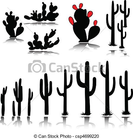 Vector   Cactus Vector Silhouettes   Stock Illustration Royalty Free