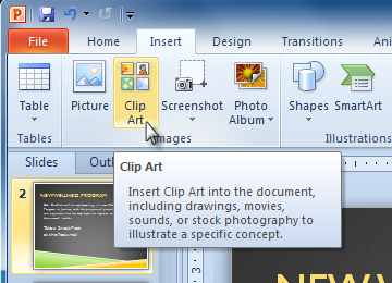 Select The Insert Tab  Click The Clip Art Command In The Images Group
