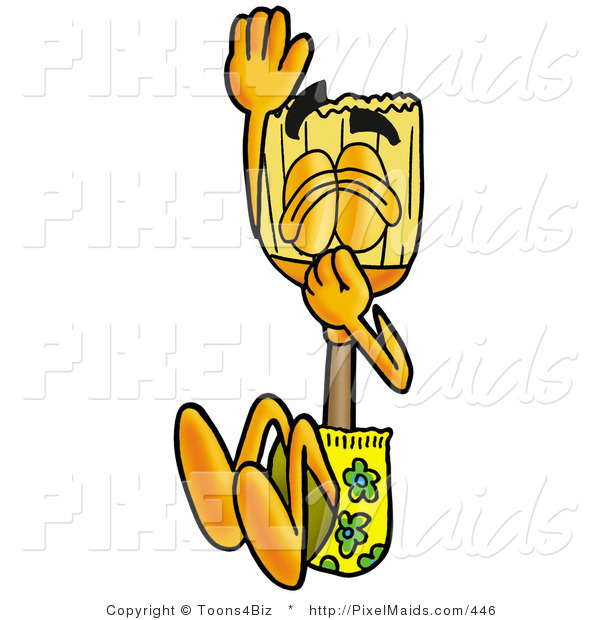 Clipart Of A Sporty Broom Mascot Cartoon Character Plugging His Nose