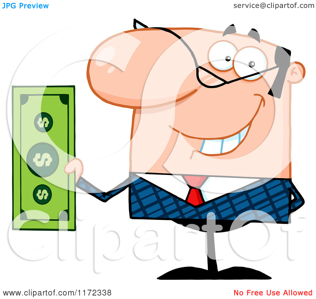 Payroll Clipart Cartoon Of A Smiling Caucasian Businessman Holding