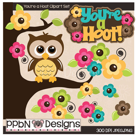You Re A Hoot Owl Digital Clipart For Card Design Web Designs