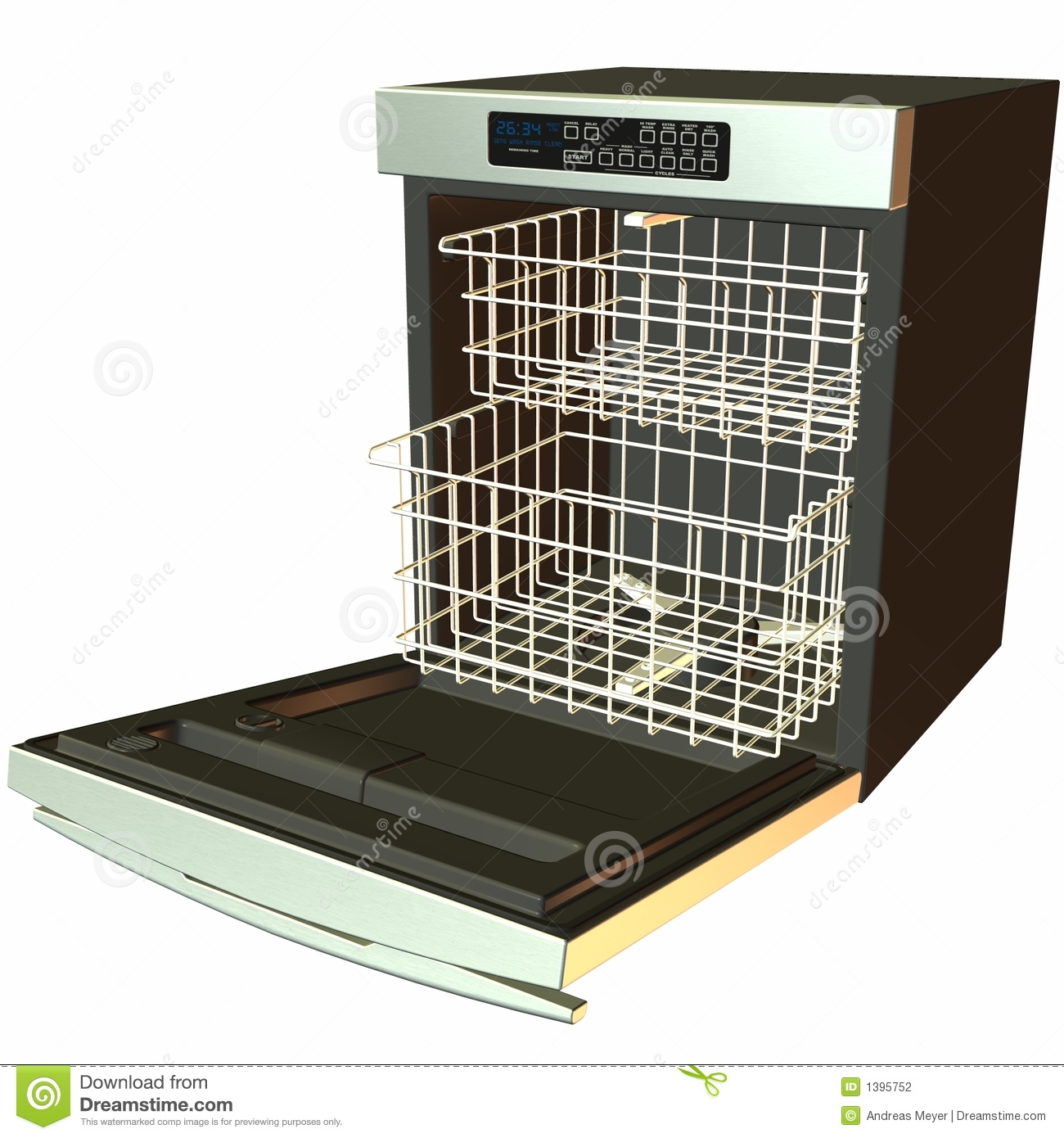 Stock Photography  3d Dishwasher  Open