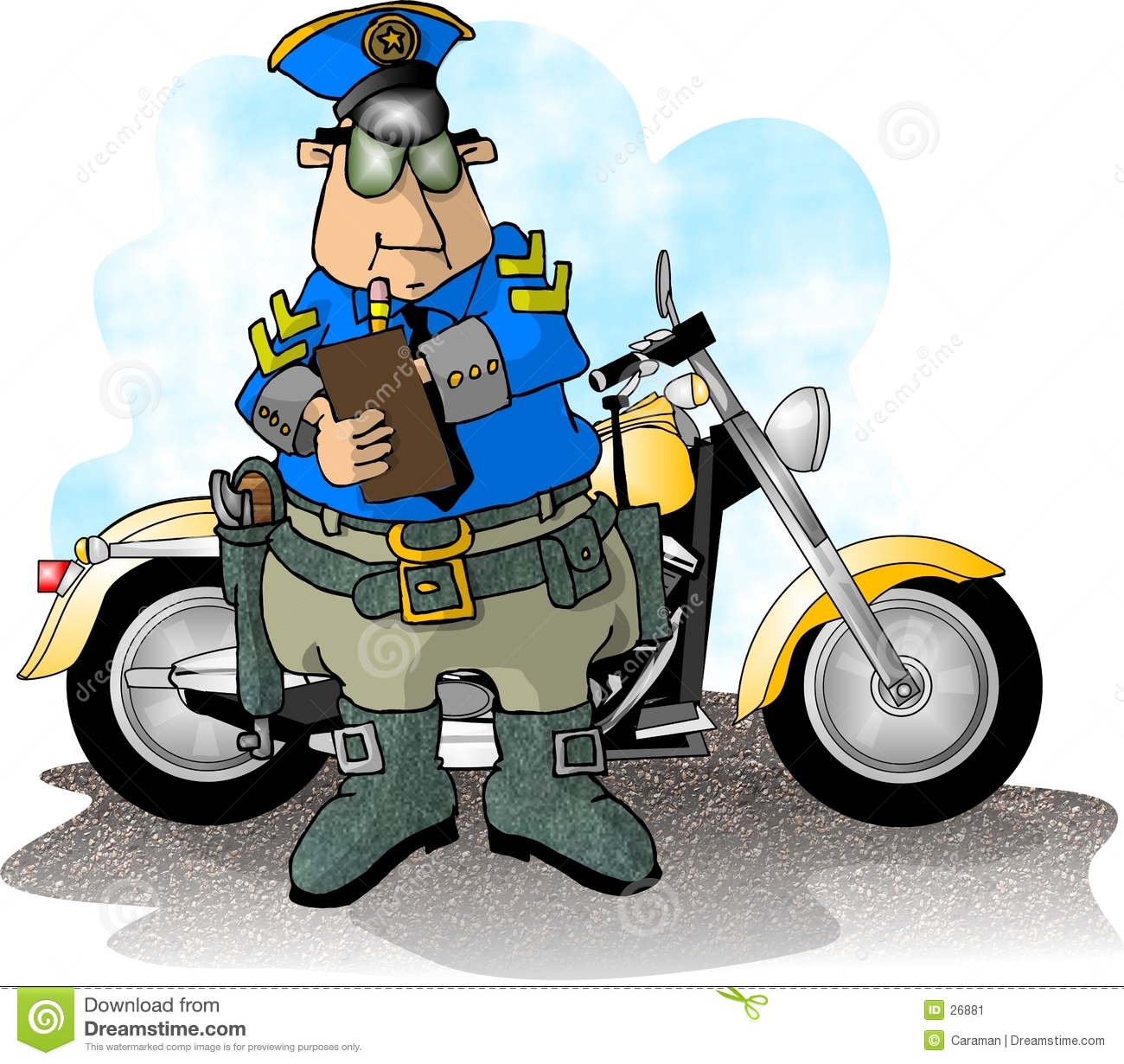 Illustration That Depicts A Policeman Standing In Front Of His Service