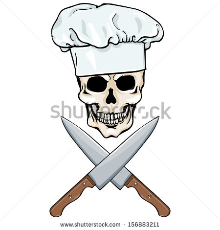 Black And White Skull Chef Crossed Knife Whisk