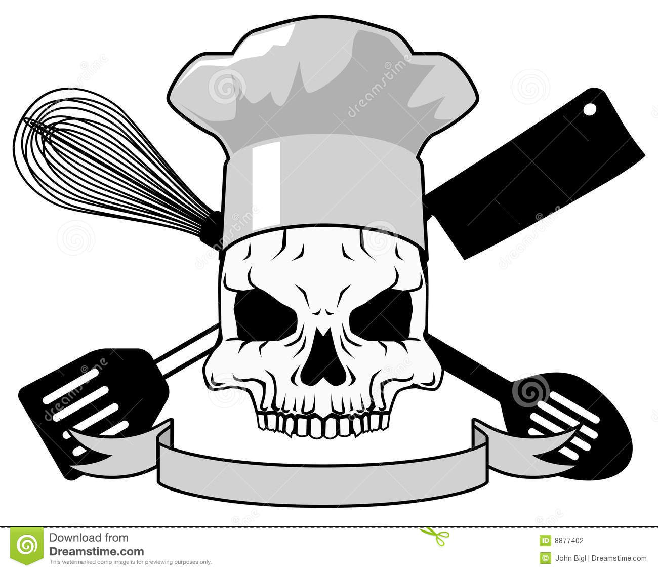 Death Chef Tattoo Design  Placeholder Text Included On Vector Version