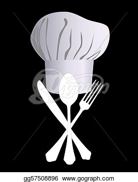 Vector Illustration   Chef S Hat With A Knife Spoon And Fork On A
