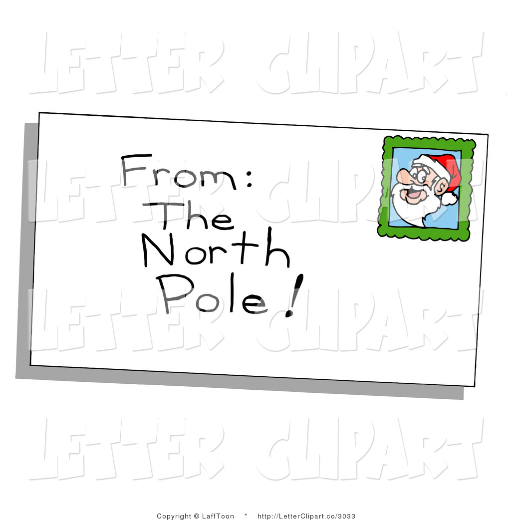 Clip Art Of A Christmas Envelope From The North Pole With A Santa