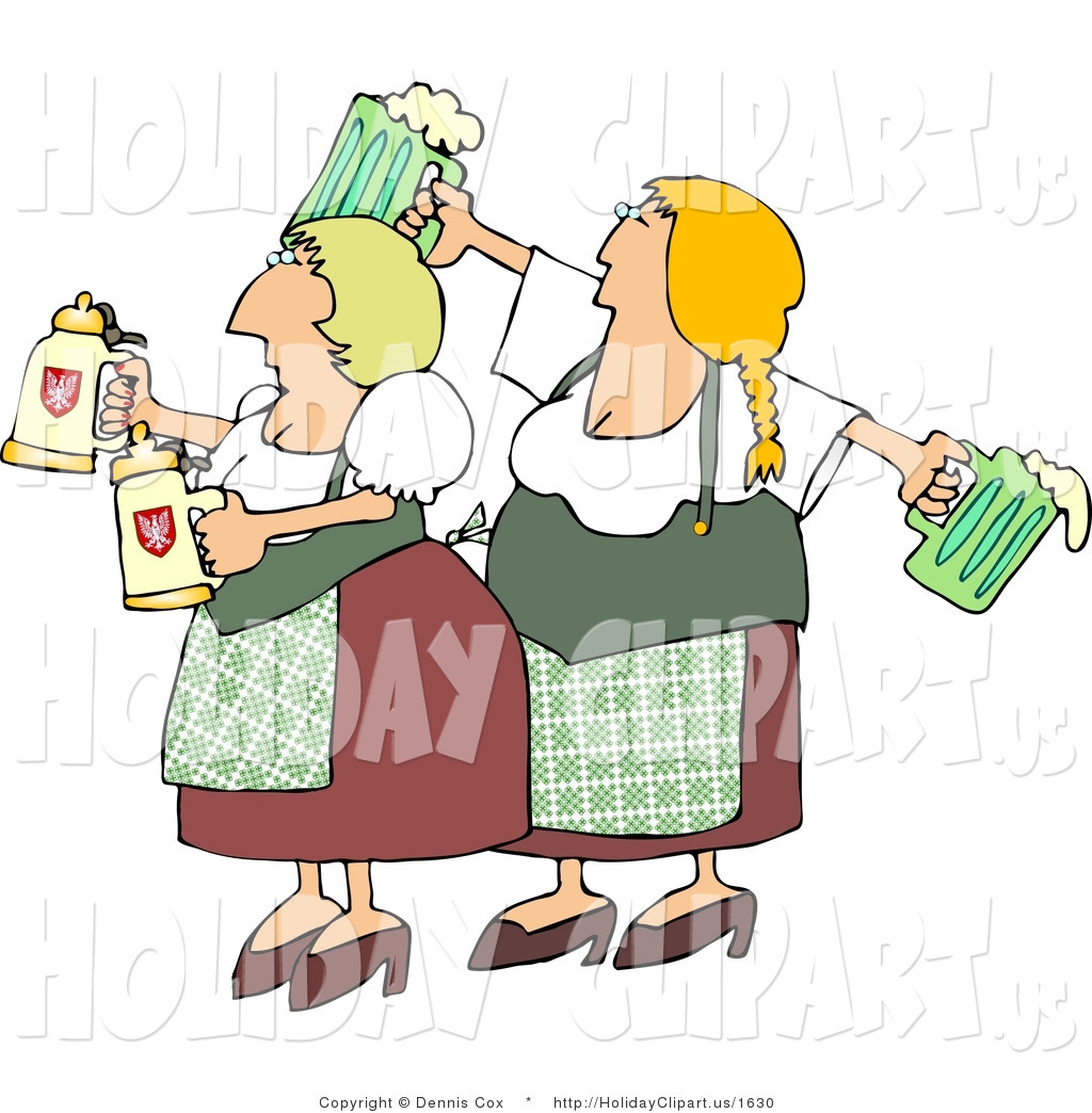 Art Of Two German Girls Dressed Wearing Traditional German Outfits