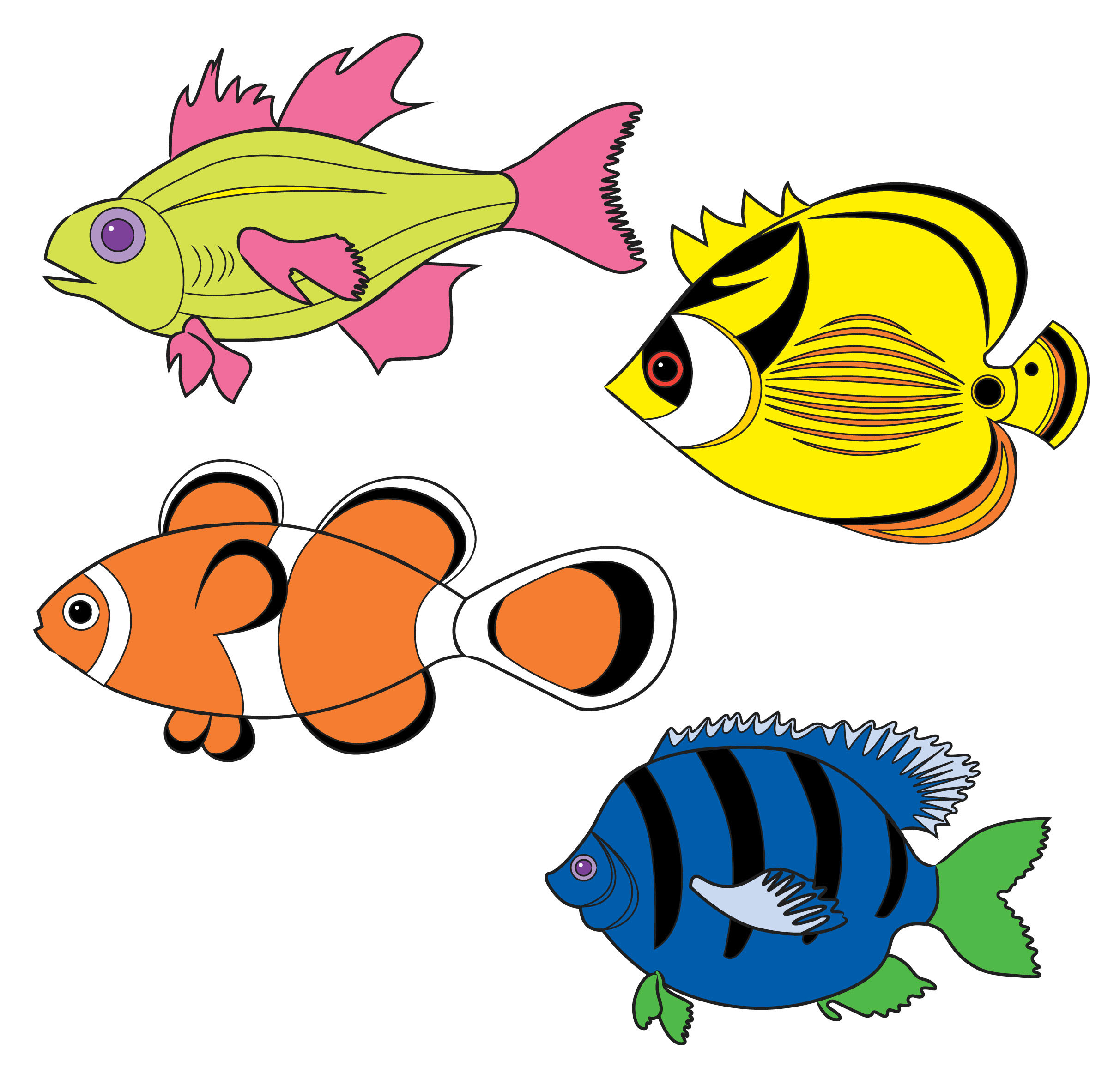 Colorful Fishes Clipart Colored Fish Clipart