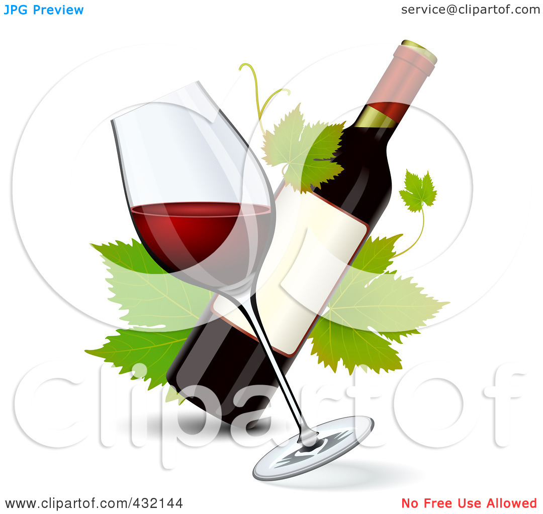 Rf  Clipart Illustration Of A Tilted Glass Of Red Wine With A Wine