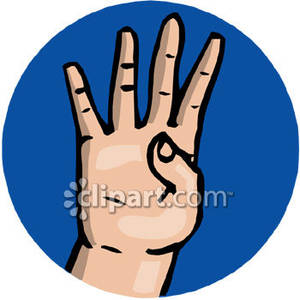The Sign Language Number 4   Royalty Free Clipart Picture