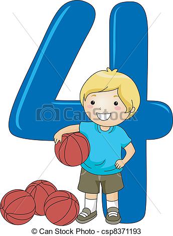 Vector   Number Kid 4   Stock Illustration Royalty Free Illustrations
