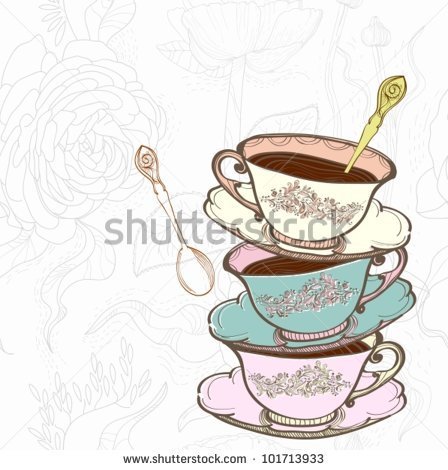 Tea Cup Background With Spoonvector Illustration   Stock Vector