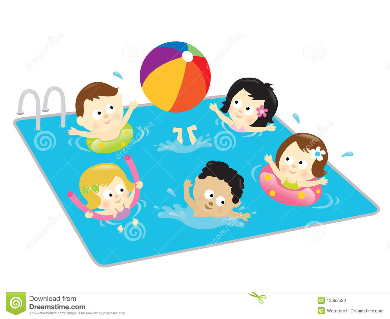 Kids Having Fun In The Pool Stock Photos   Image  13682523