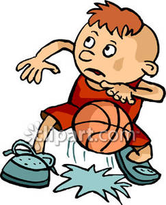Young Boy Bouncing A Basketball   Royalty Free Clipart Picture
