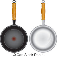 Set Of Saucepans   Steel And Teflon Pans With A Wooden
