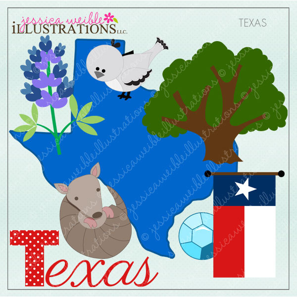 Texas Cute Digital Clipart For Invitations Card By Jwillustrations