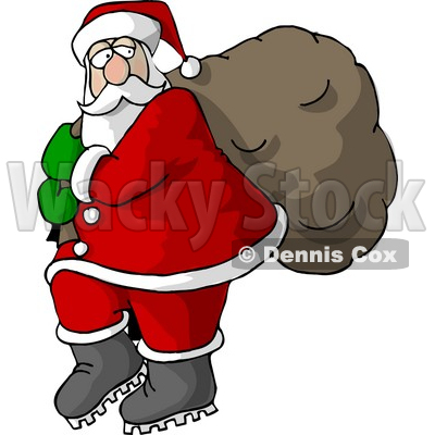 Santa Carrying Full Bag Of Christmas Presents Clipart   Dennis Cox