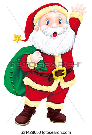 Santa Claus Holding A Bag View Large Clip Art Graphic
