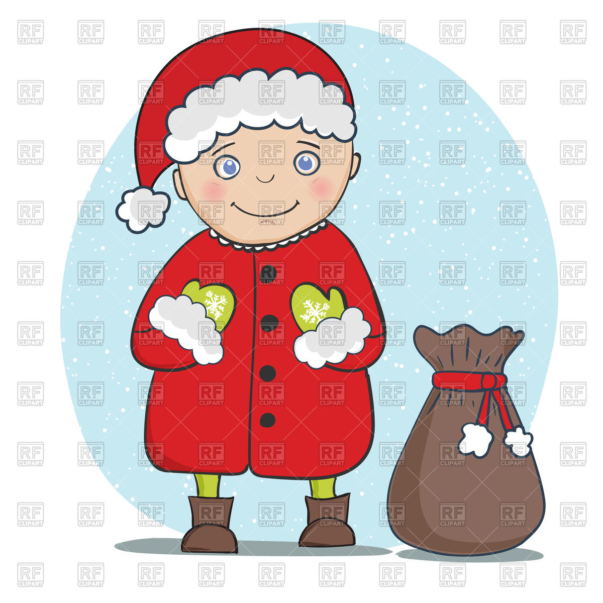 Santa Claus With Bag With Gifts Download Royalty Free Vector Clipart