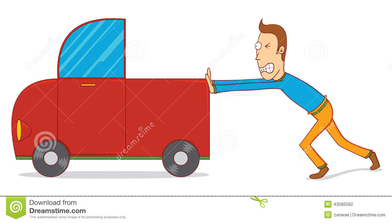 Illustration Of A Man Pushing A Car  Available In Vector Eps 10 File