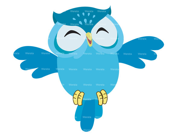 Blue Owl Clip Art Digital Clipart   Owl Graphics   Owl Digital Clip