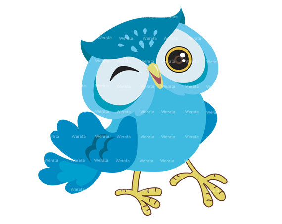 Blue Owl Clip Art Digital Clipart   Owl Graphics   Owl Digital Clip