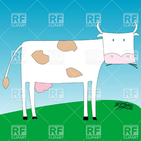 Funny Cow Eating Grass Download Royalty Free Vector Clipart  Eps
