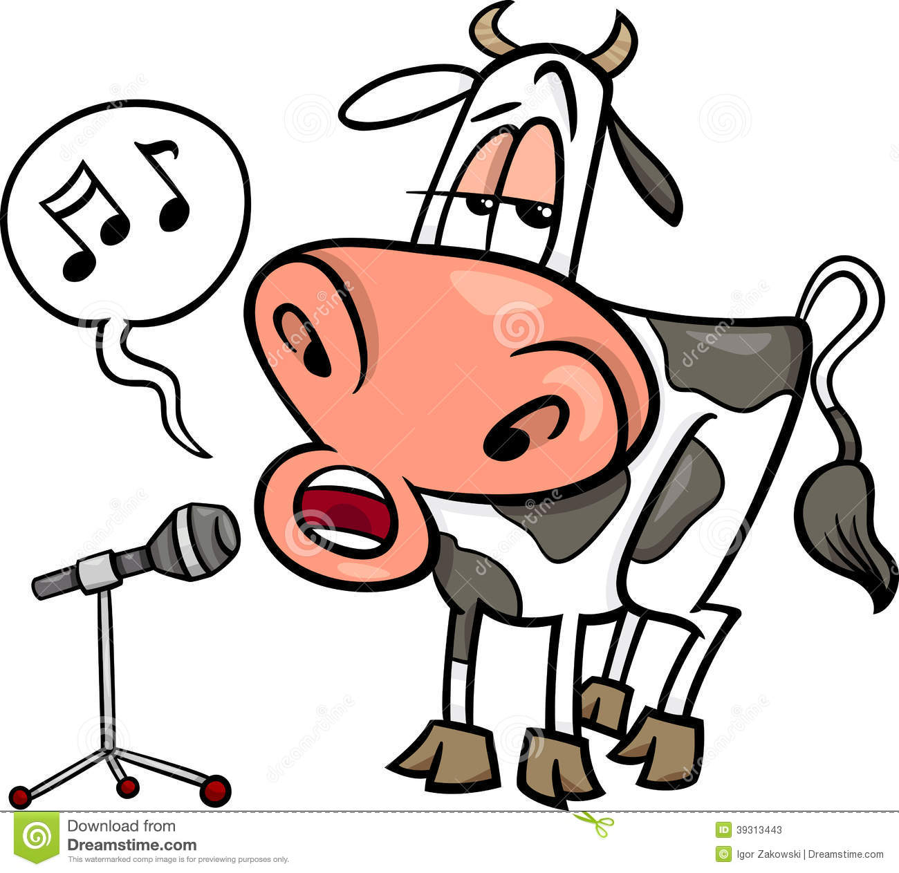 Singing Cow Cartoon Illustration Stock Vector   Image  39313443