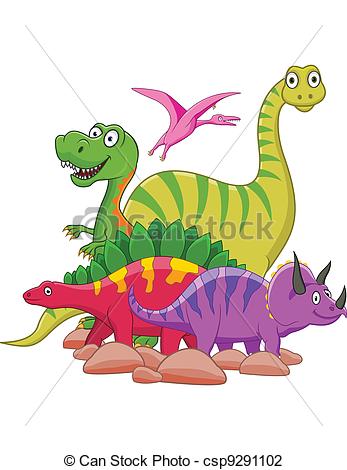 Of Dinosaur Cartoon Group Isolated Csp9291102   Search Clipart