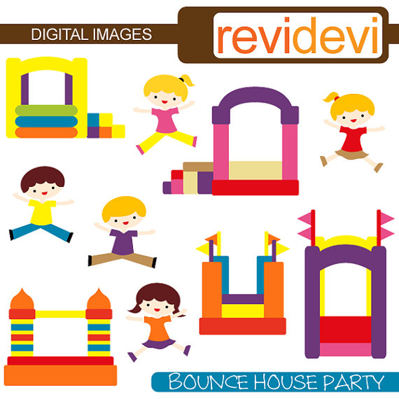 30 Off Sale Bounce House Party Clipart 07303 By Revidevi On Etsy