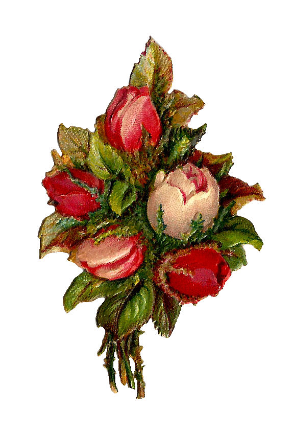 Antique Images  Free Flower Clip Art  Red And Pink Rose Bouquet Clip