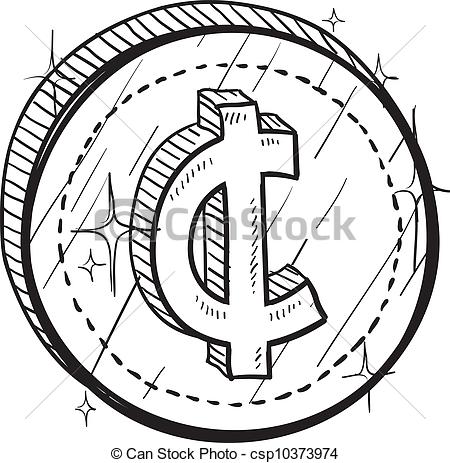 Vectors Illustration Of Cent Currency Symbol Coin Vector   Doodle