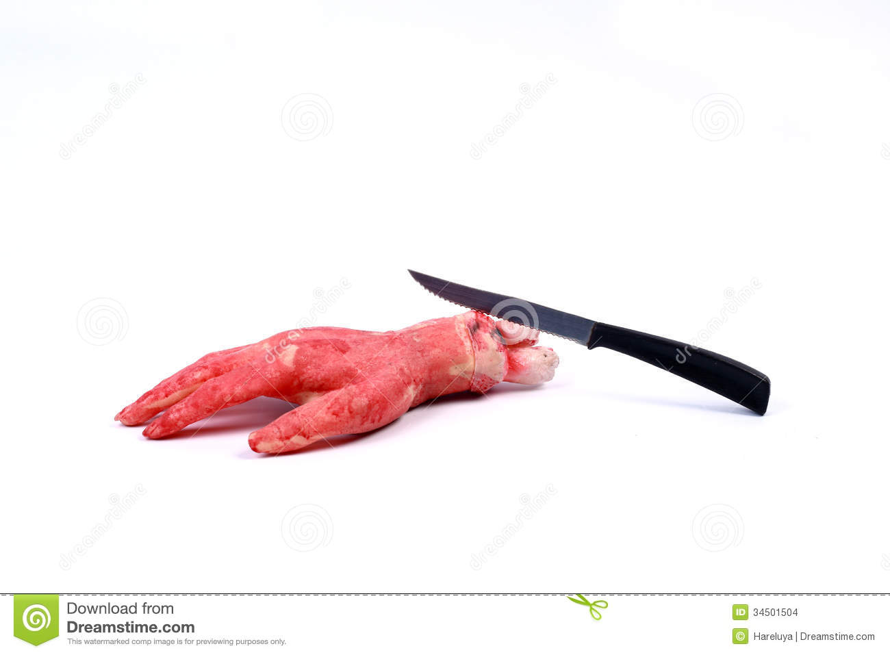 Bloody Hand Making A Fist With Blood Dripping Down Isolated
