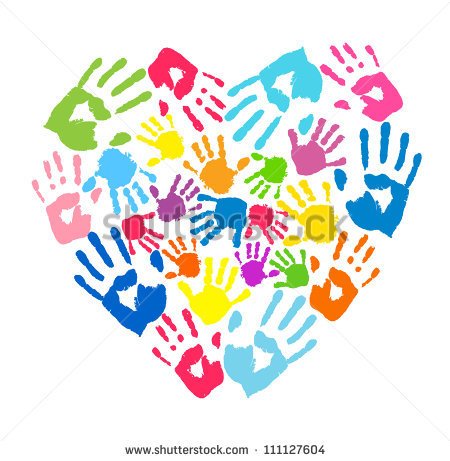 Heart Of The Handprints Of Father Mother And Children   Stock Vector