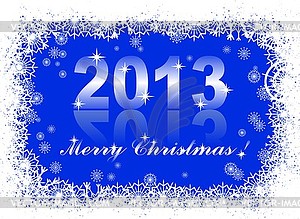 Christmas And New Year Card With 2013 On Blue Winter   Vector Clip Art