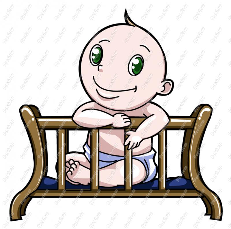Baby Boy In Crib Clip Art   Royalty Free Clipart   Vector Cartoon