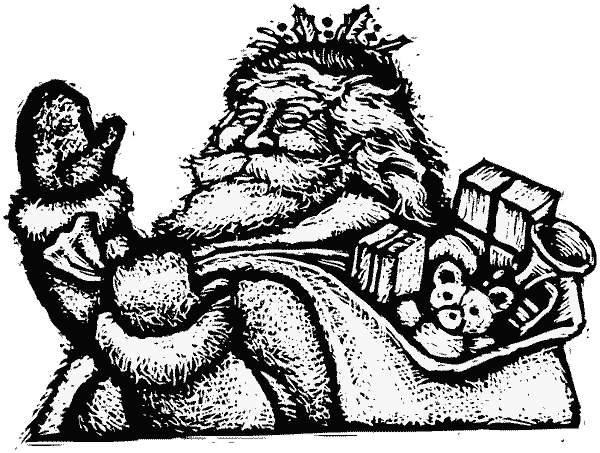 Vintage Santa Claus Woodcut Clip Art Gif
